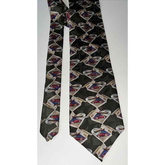 Les Impromptus Paris Silk Men's Green Tobacco Ashtray Car Tie‎ - Picture 2 of 4